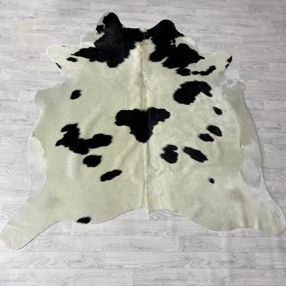 Lederstore Koeienhuid zwart creme 195x195cm