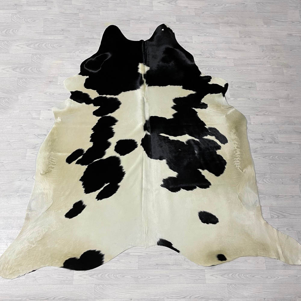 Lederstore Koeienhuid zwart creme 255x240cm