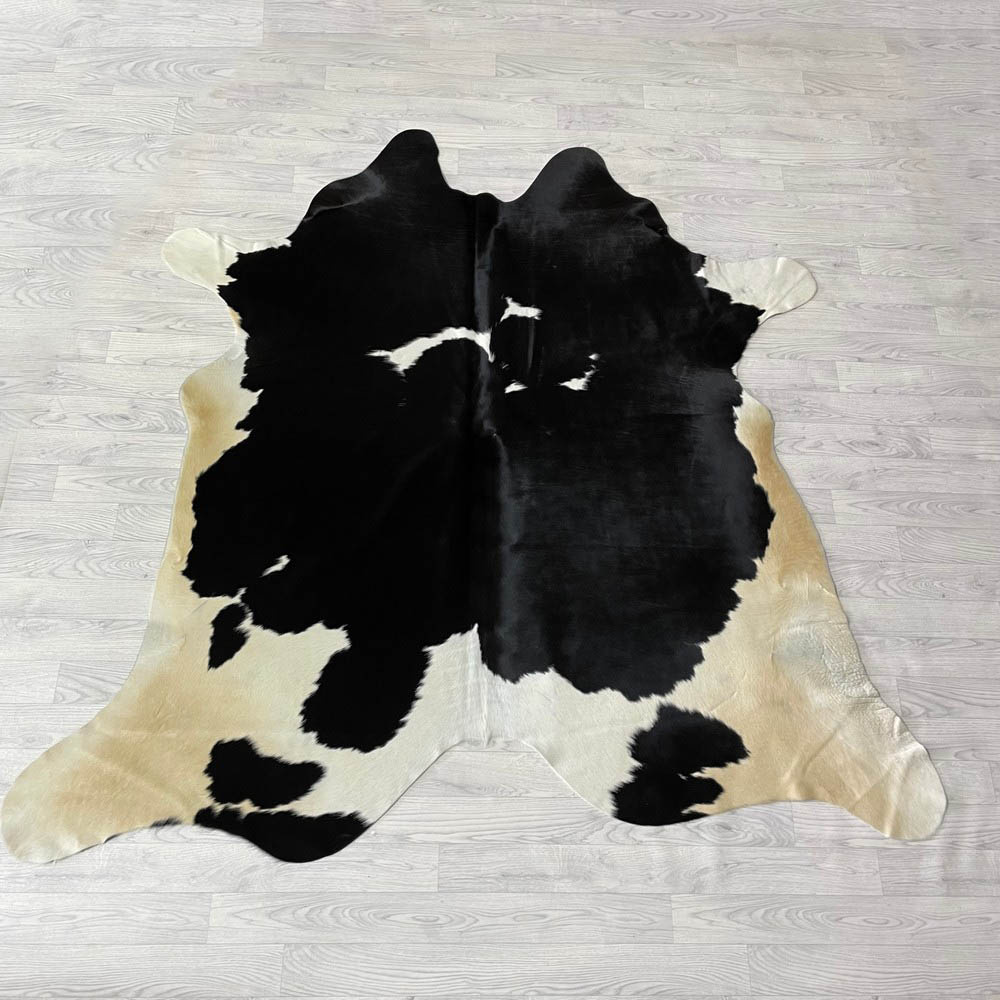 Lederstore Koeienhuid zwart wit beige 210x210cm