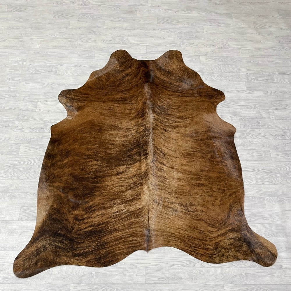 Lederstore Koeienhuid bruin zwart brindle 195x175cm M/L