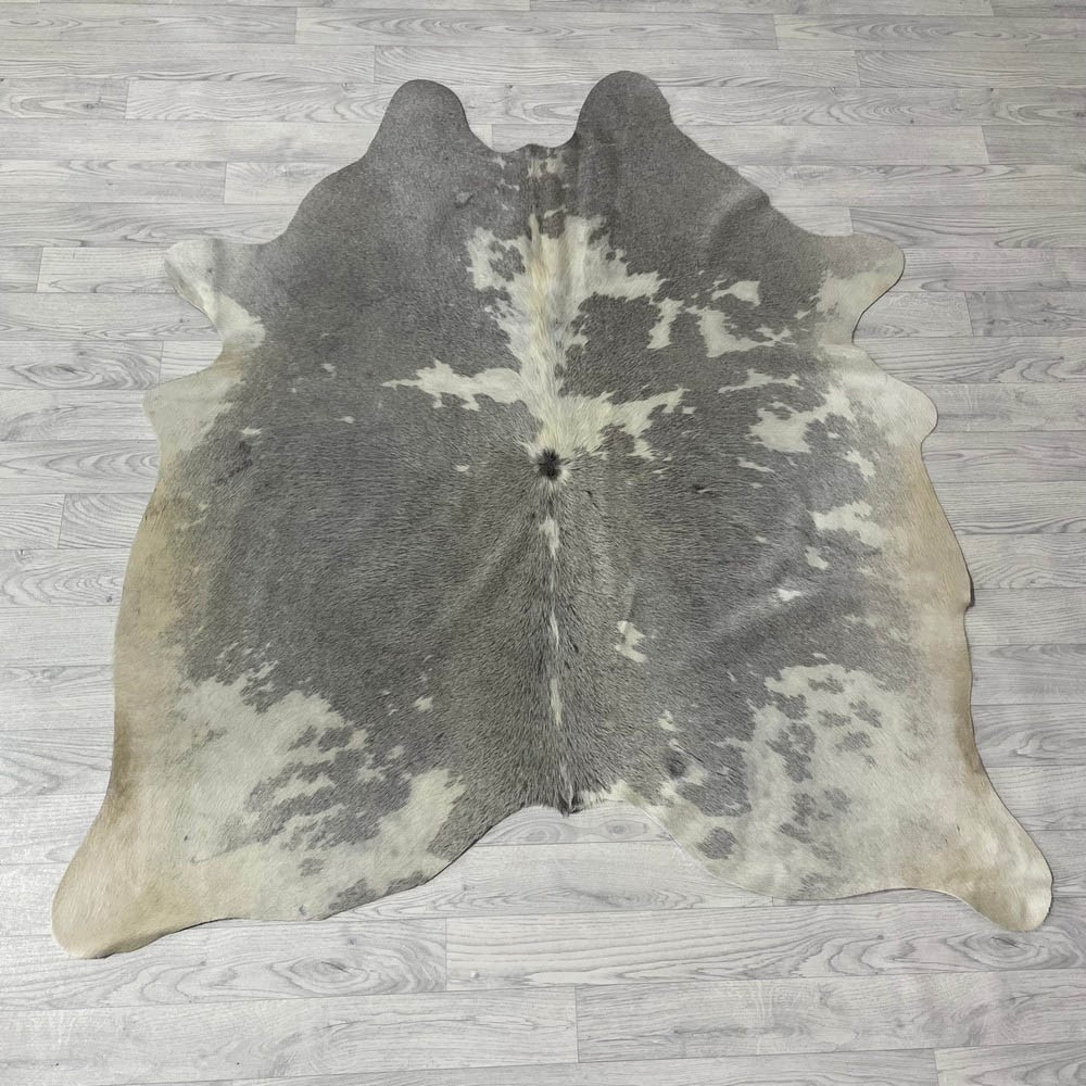 Lederstore Koeienhuid grijs creme 165x150cm S