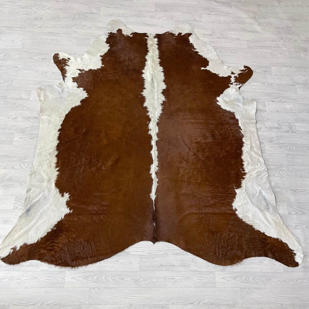 Lederstore Koeienhuid bruin wit Hereford 220x210cm M/L