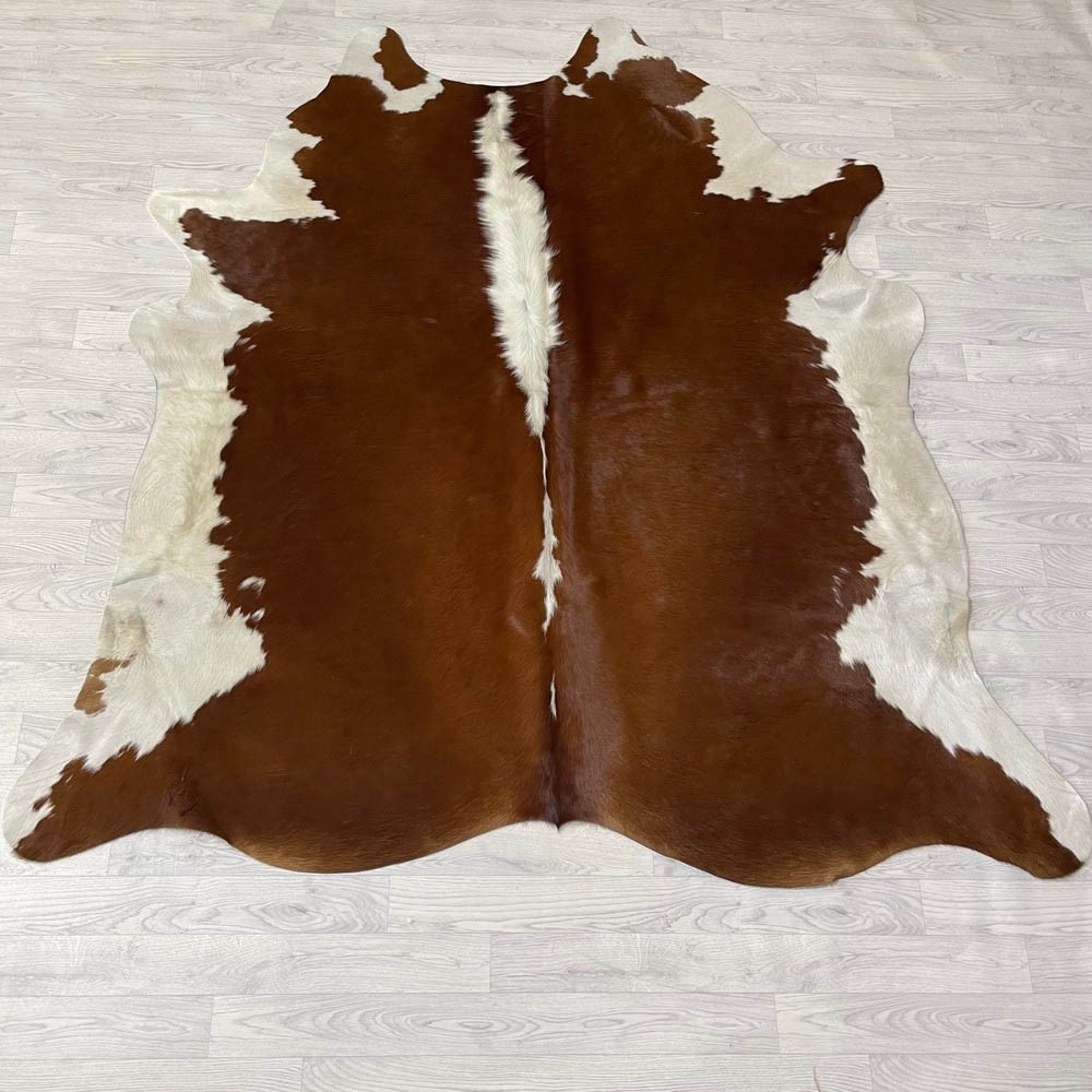 Lederstore Koeienhuid bruin wit Hereford 215x205cm M/L