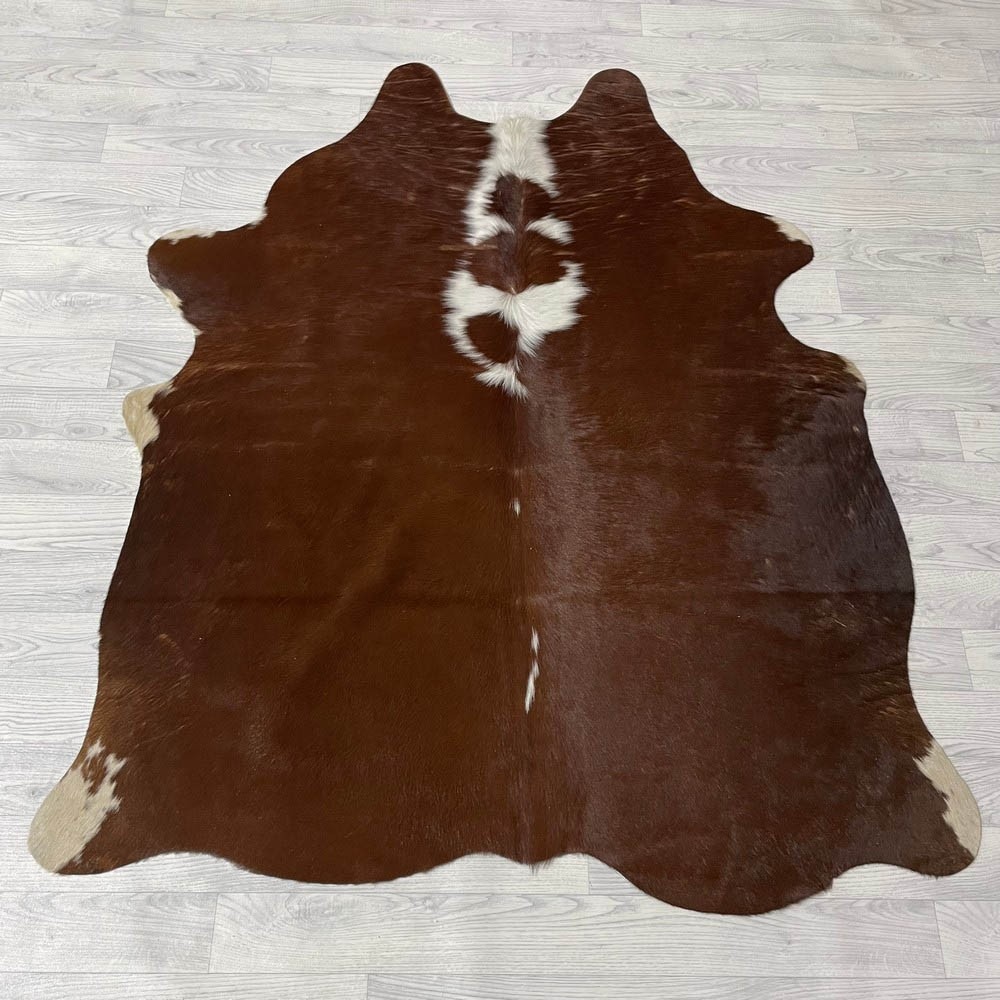 Lederstore Koeienhuid bruin wit Hereford 160x135cm S