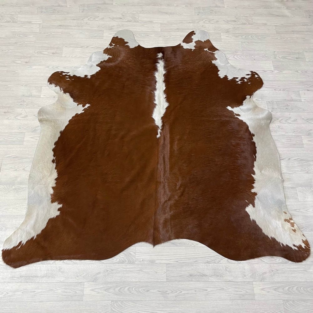 Lederstore Koeienhuid bruin wit Hereford 190x190cm M/L