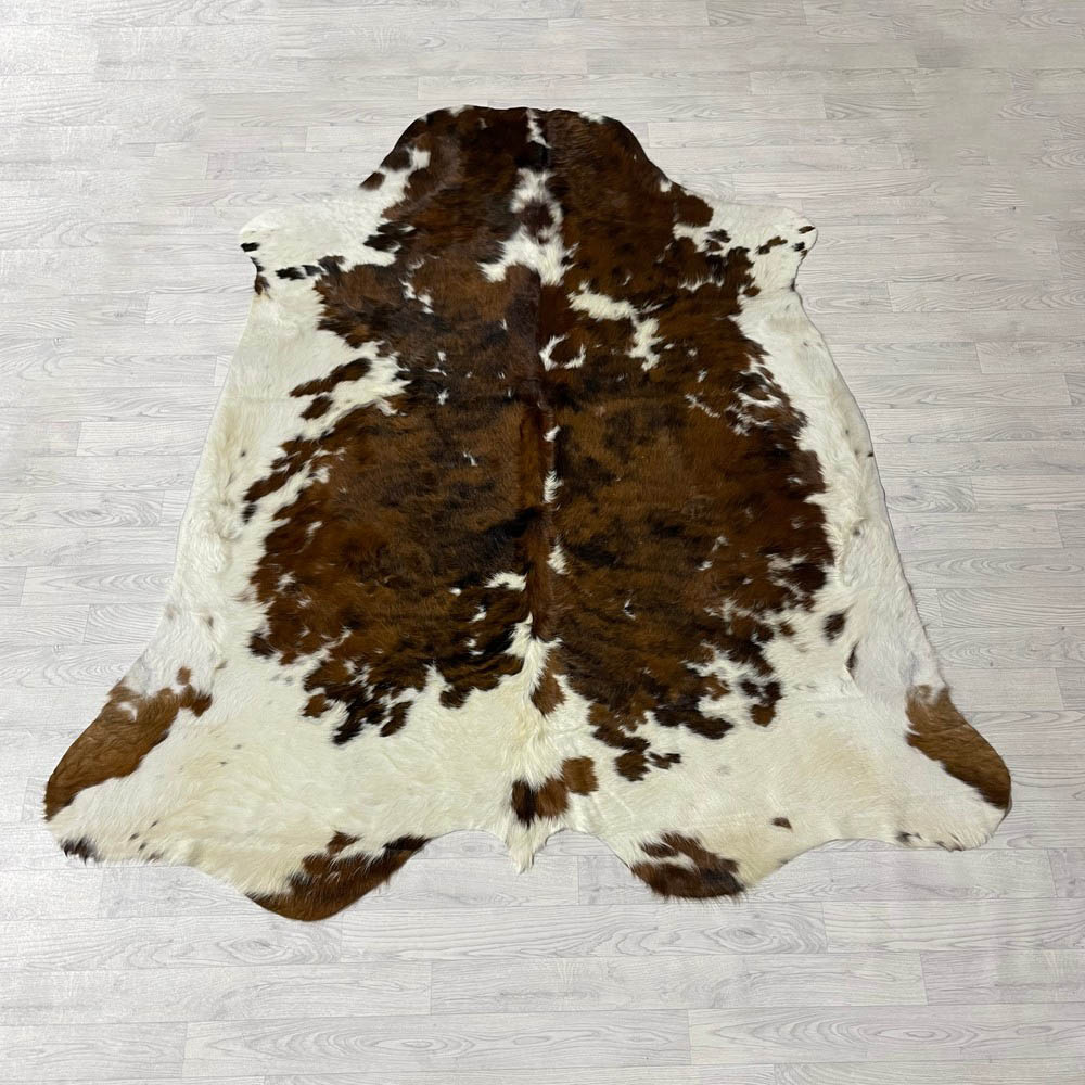 Lederstore Koeienhuid bruin zwart wit tricolor Normandier 225x210cm M/L