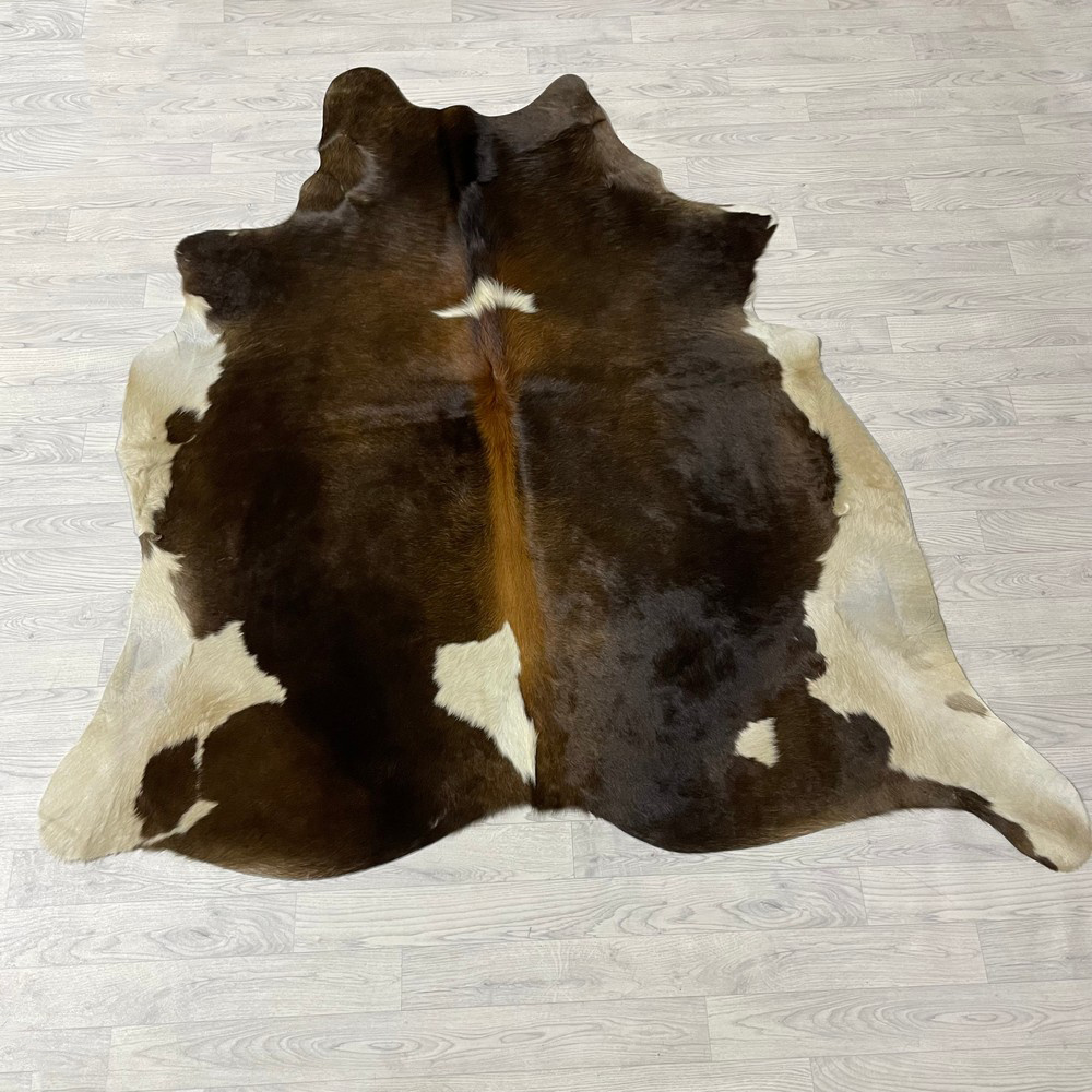 Lederstore Koeienhuid bruin wit creme 200x190cm S
