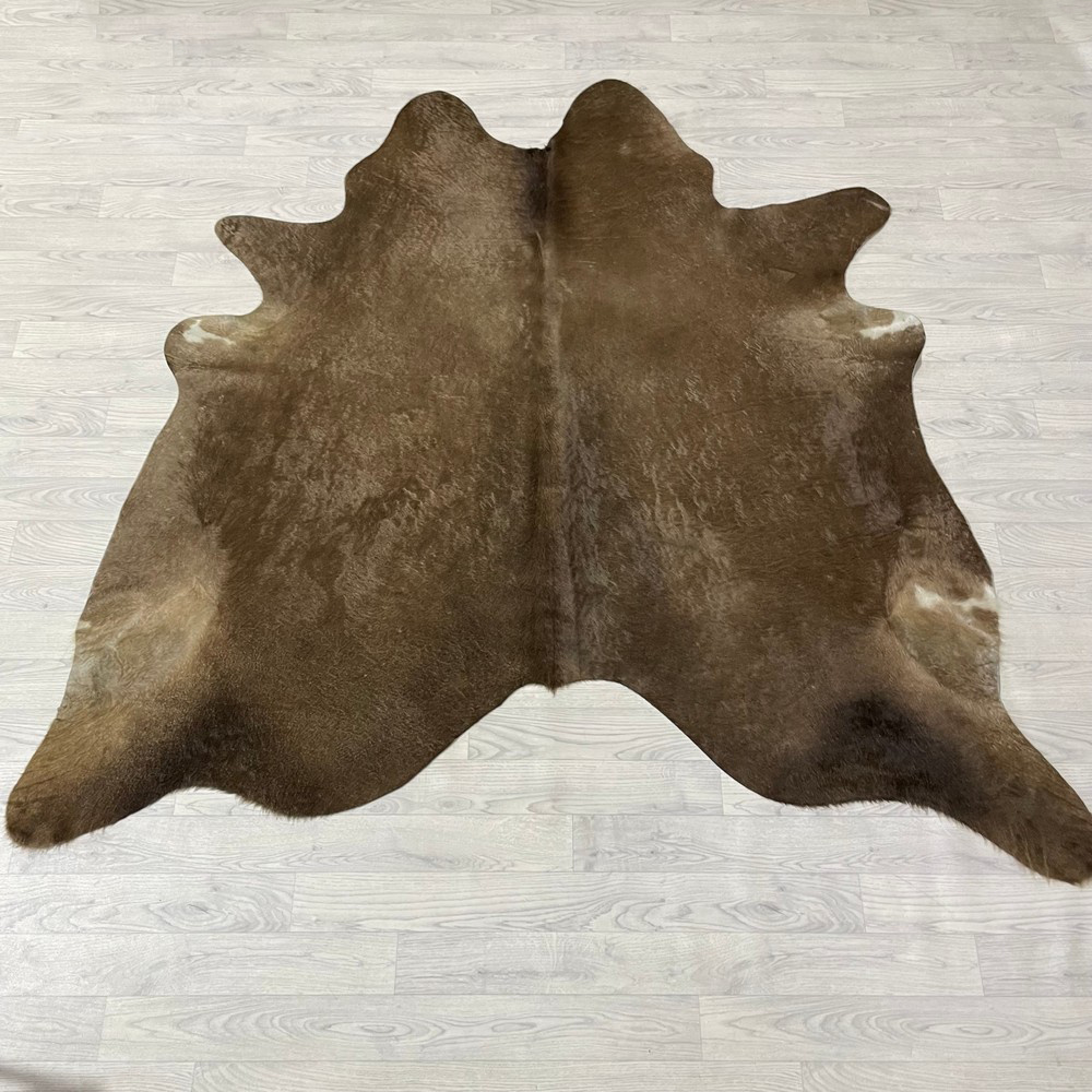 Lederstore Koeienhuid taupe wit 185x195cm S