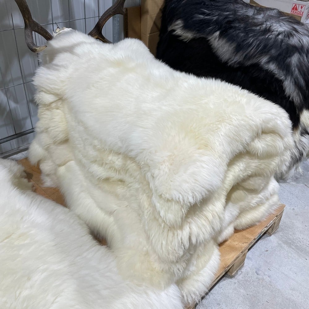 Lederstore Schapenvacht Scandinavian wit / ivoor 105-120 - 65-75