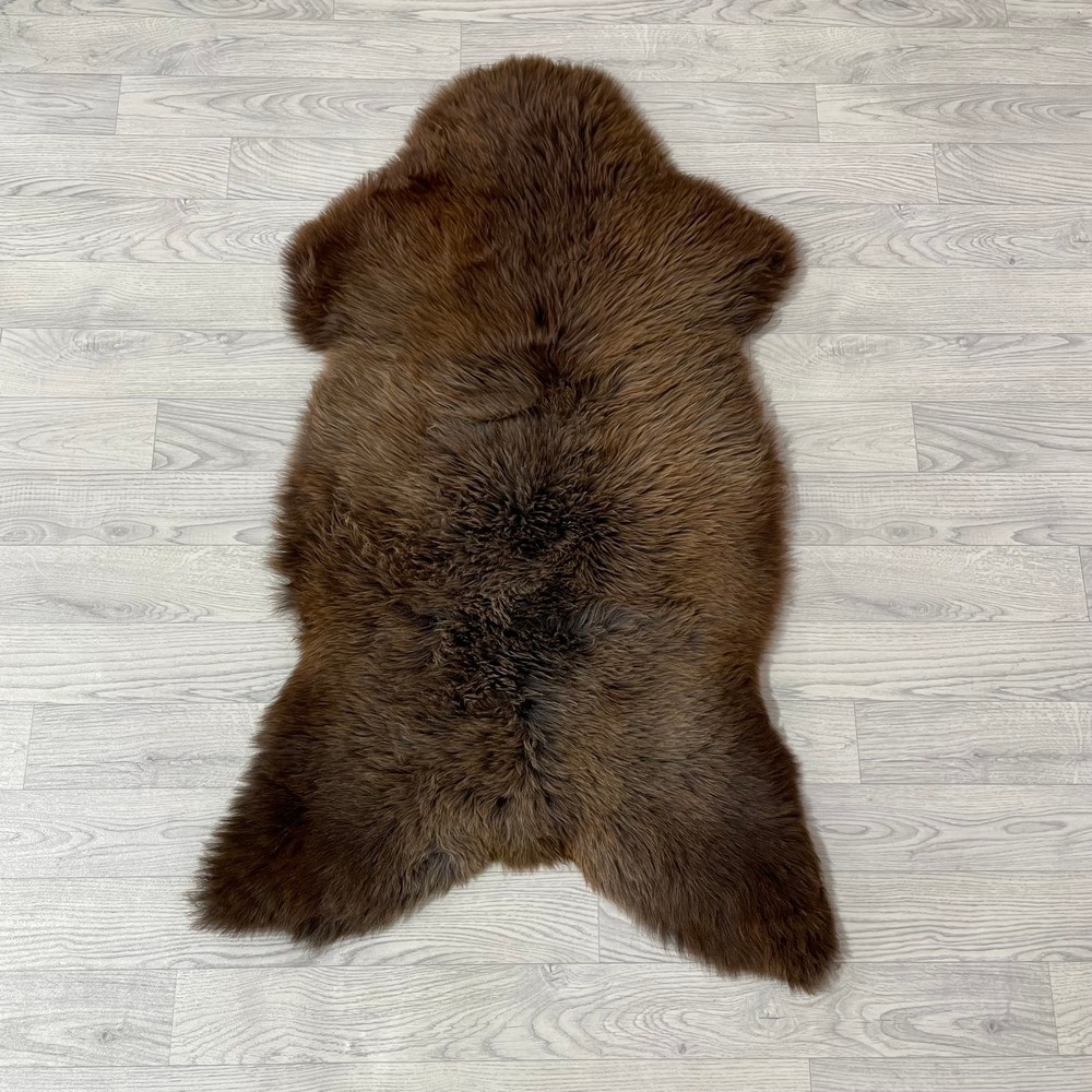 Lederstore Schapenvacht bruin grijs 120x70cm L