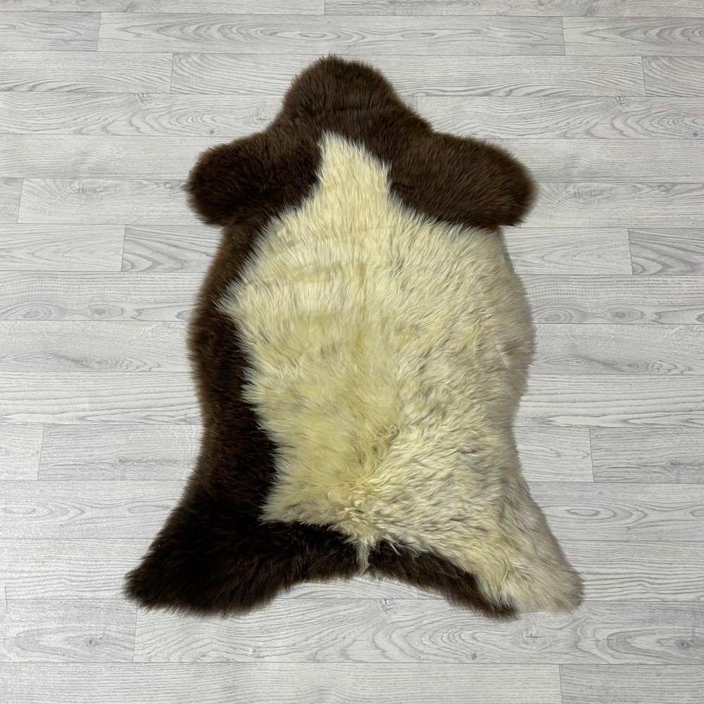 Lederstore Schapenvacht bruin creme 105x75cm M