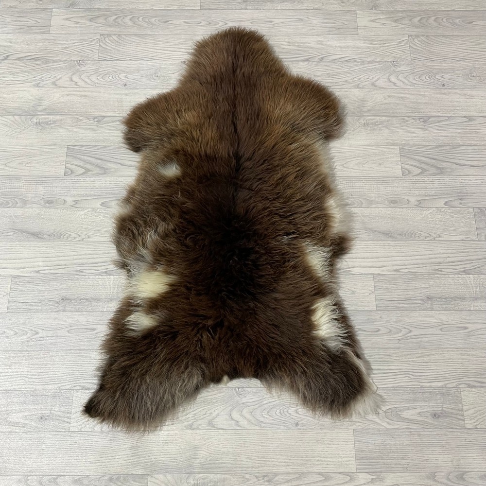 Lederstore Schapenvacht bruin wit 115x70cm M