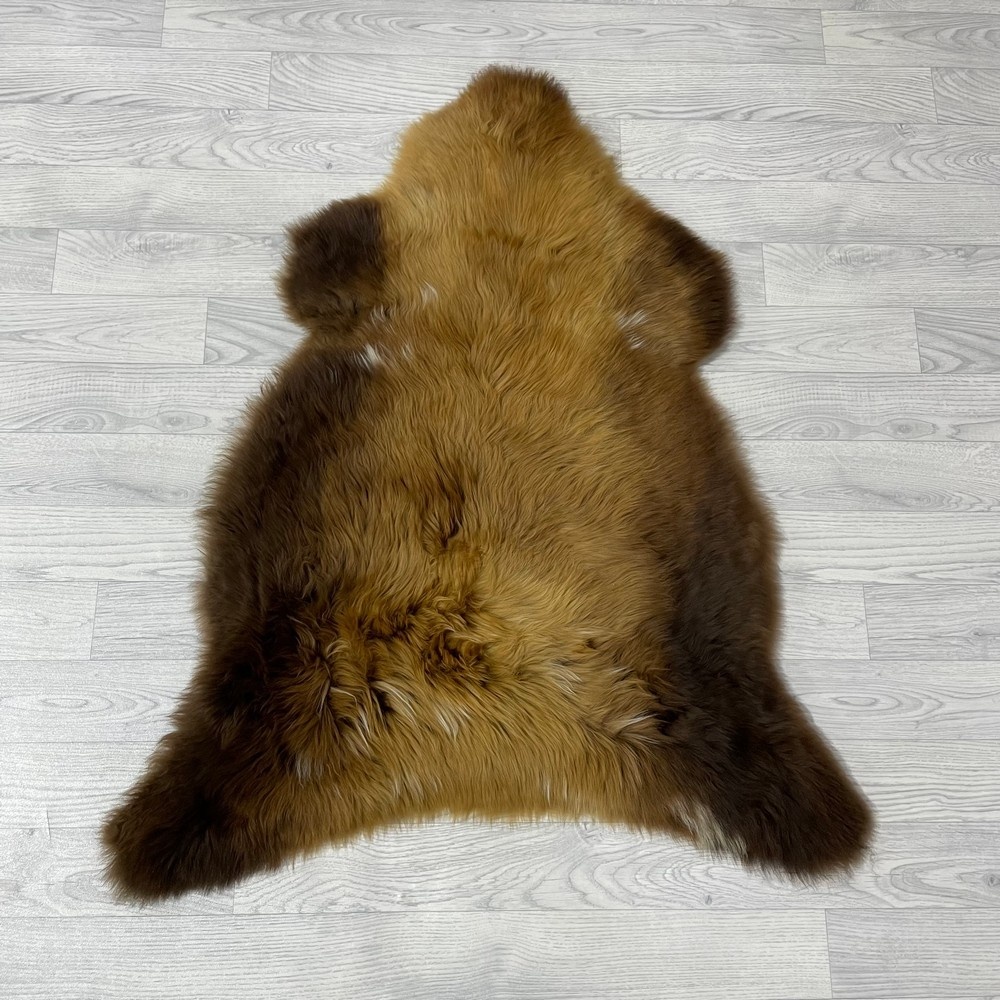 Lederstore Schapenvacht Scandinavian bruin wit 110x90cm M