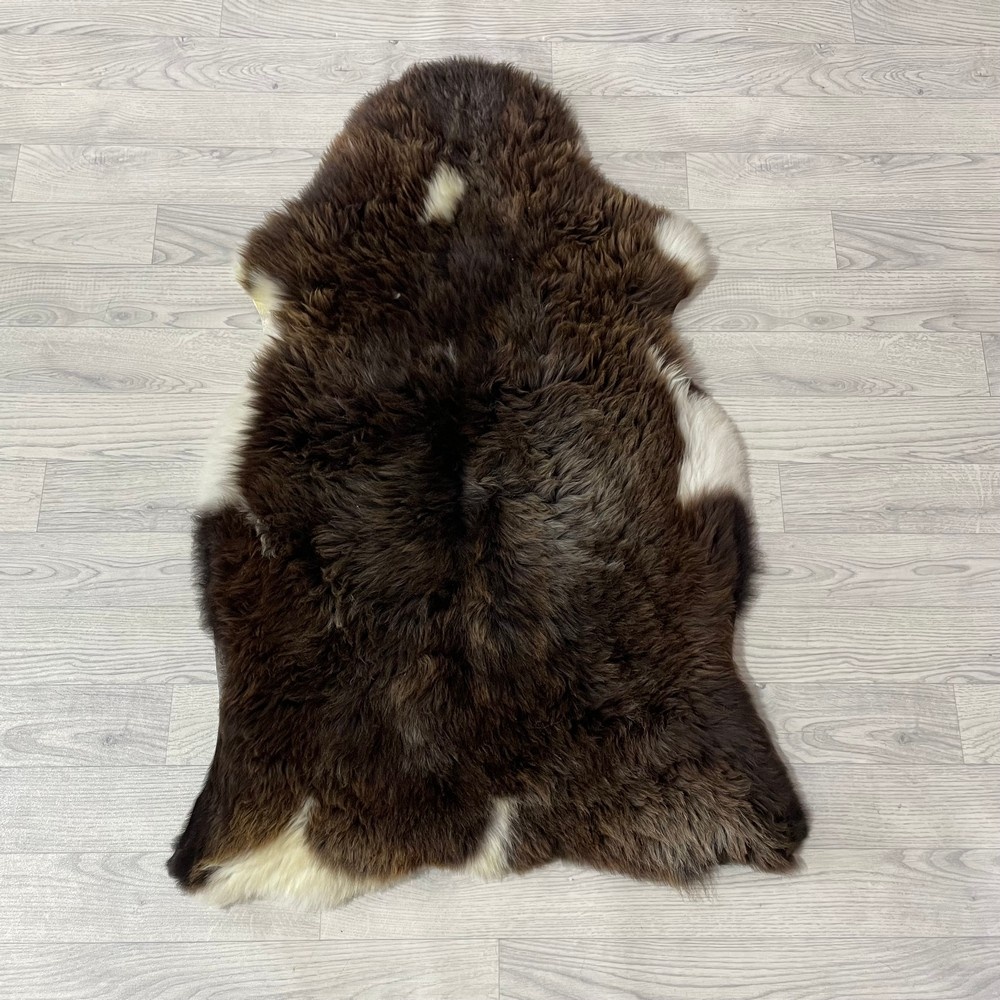 Lederstore Schapenvacht bruin wit 115x75cm