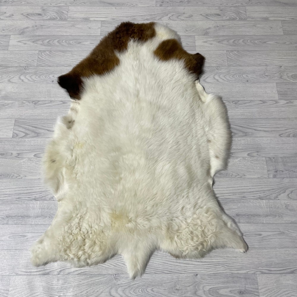Lederstore Schapenvacht bruin wit 125x90cm XL