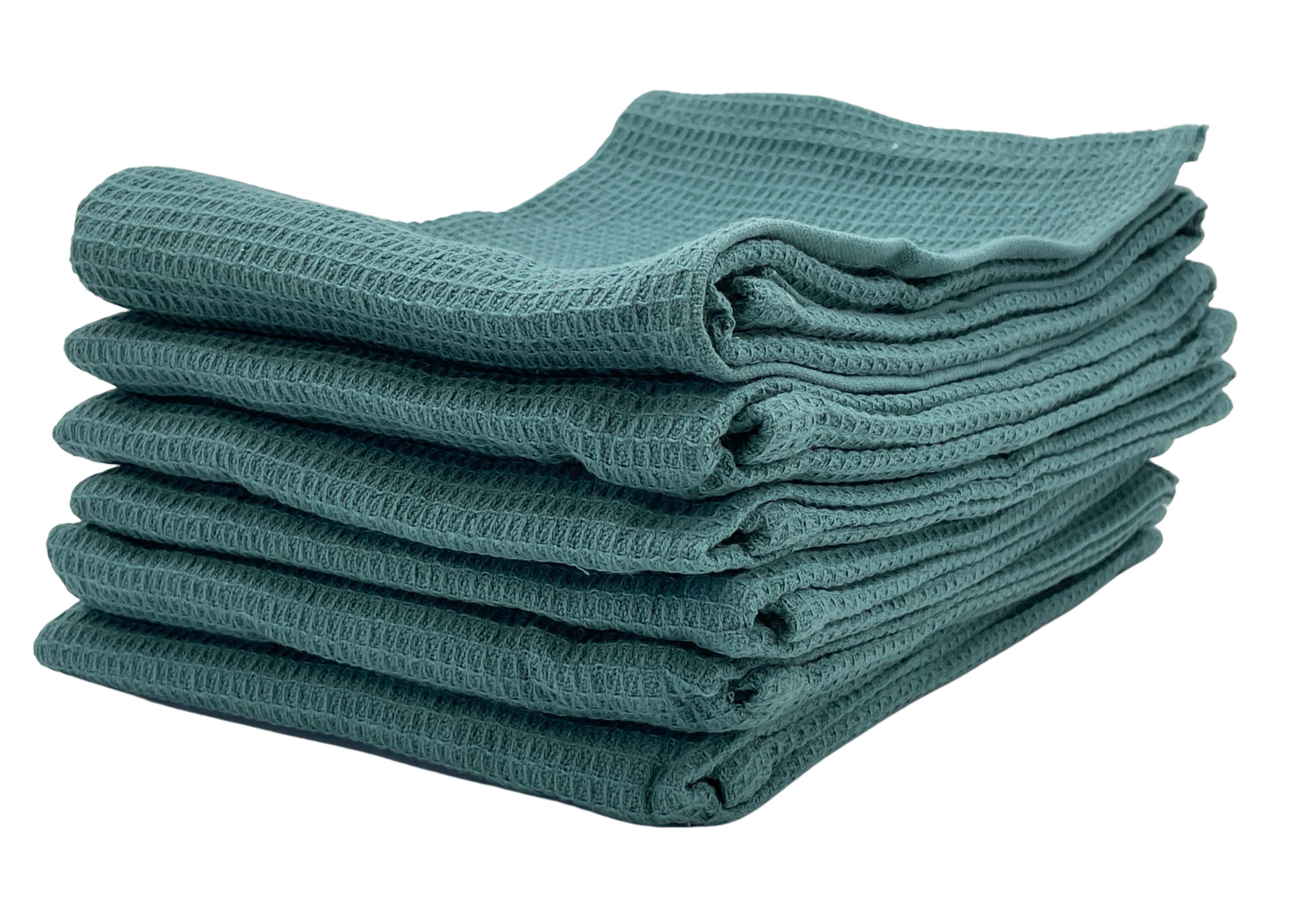 Kade 171 Luxe theedoeken - Groen -  - Handdoek - Keukendoek - Gewafelde theedoek - Katoen - 45x65cm - Set van 6