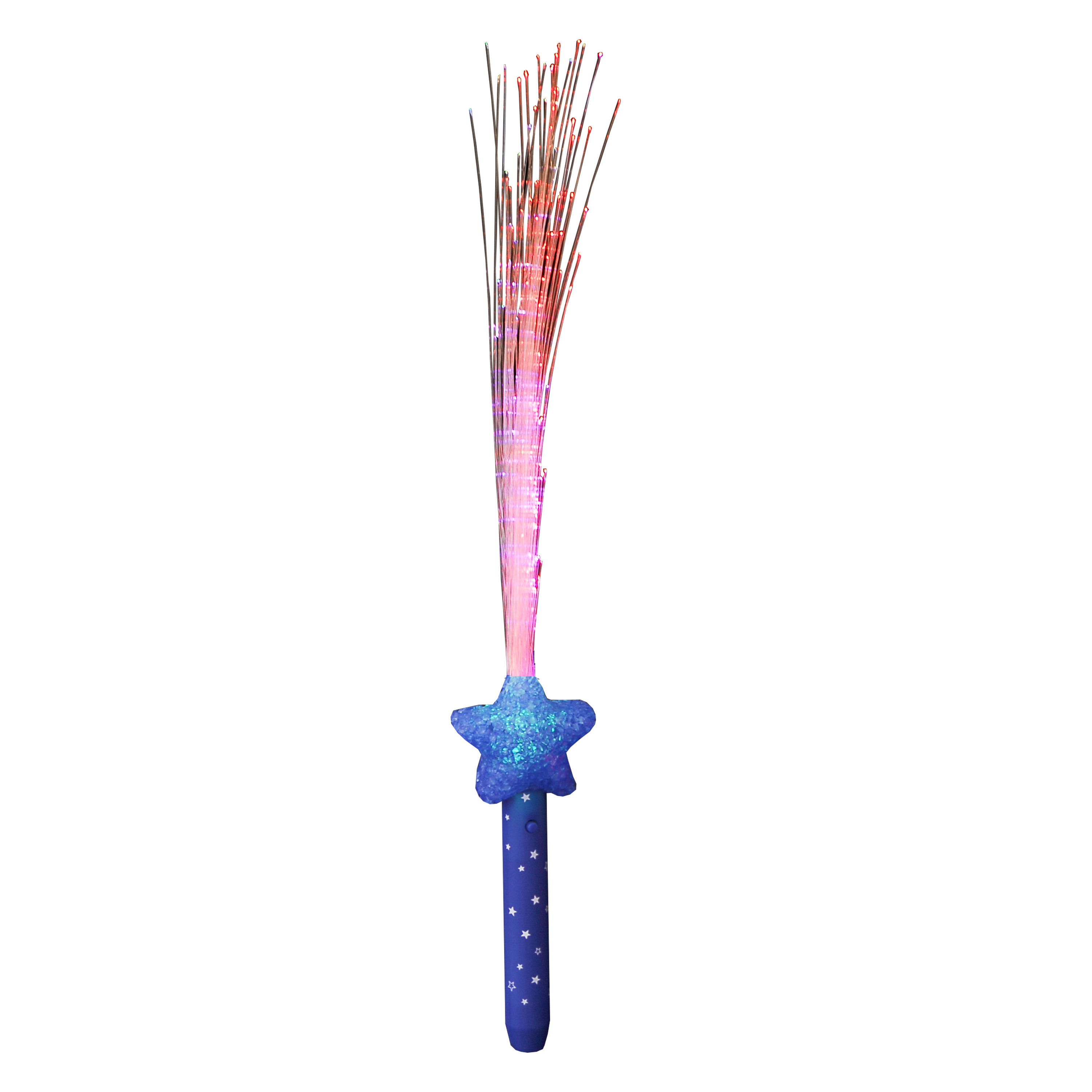 Merkloos Licht toverstaf - blauw - magische LED verlichting - fiberstick stervormig -
