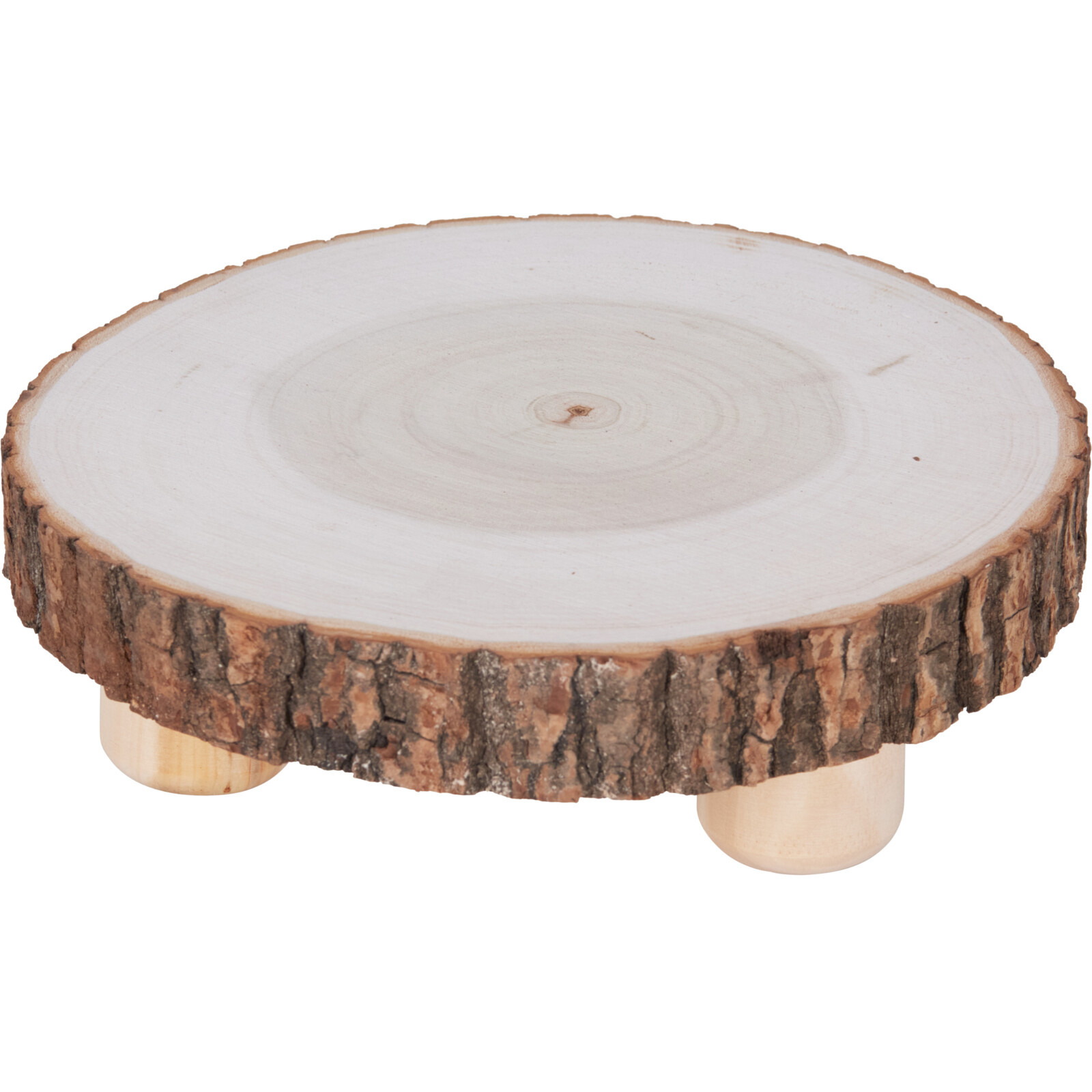 Home & Styling Kaarsenbord / decoratie dienblad - houten boomschijf - met standaard - 21 x 6 cm -