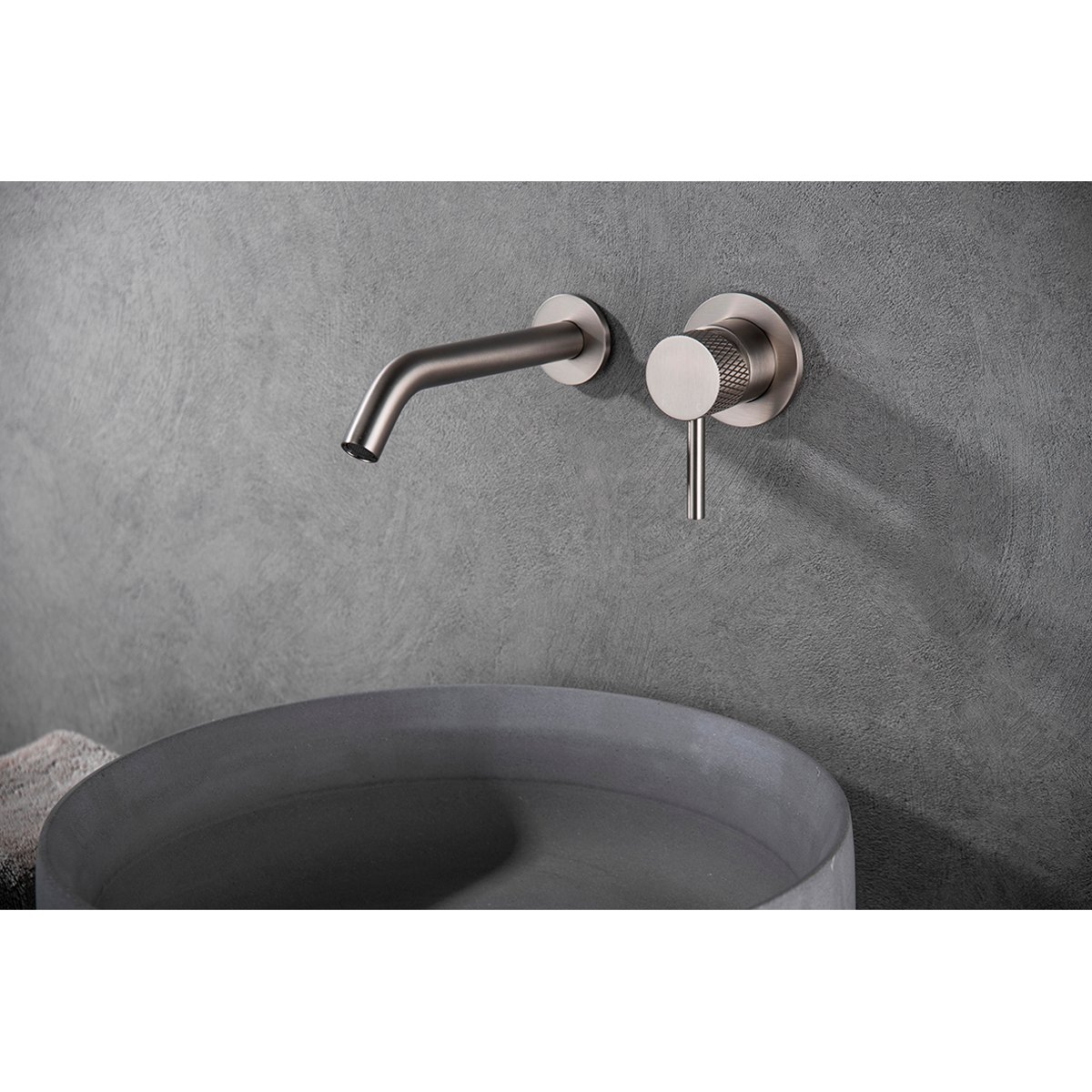 Wiesbaden Ribbd Eenhendel Wastafelkraan - Inbouw Compleet - Geborsteld Staal