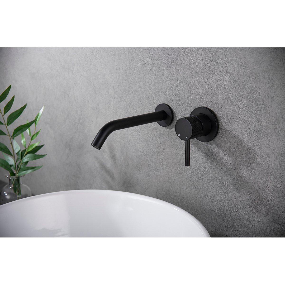 Wiesbaden Ribbd Eenhendel Wastafelkraan - Inbouw Compleet - Mat Zwart