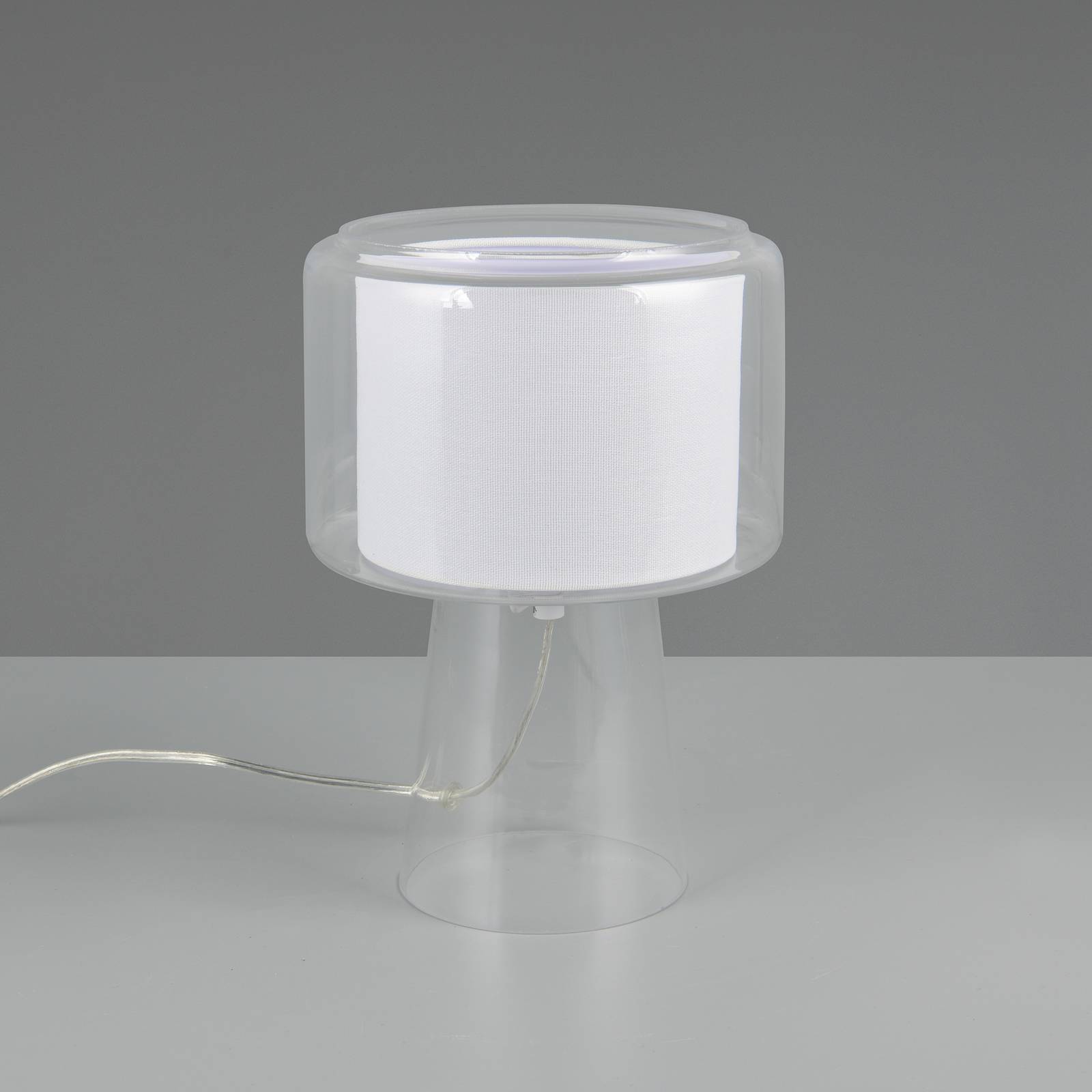 Trio Lighting Tafellamp Rocka, helder, hoogte 29 cm, glas/stof