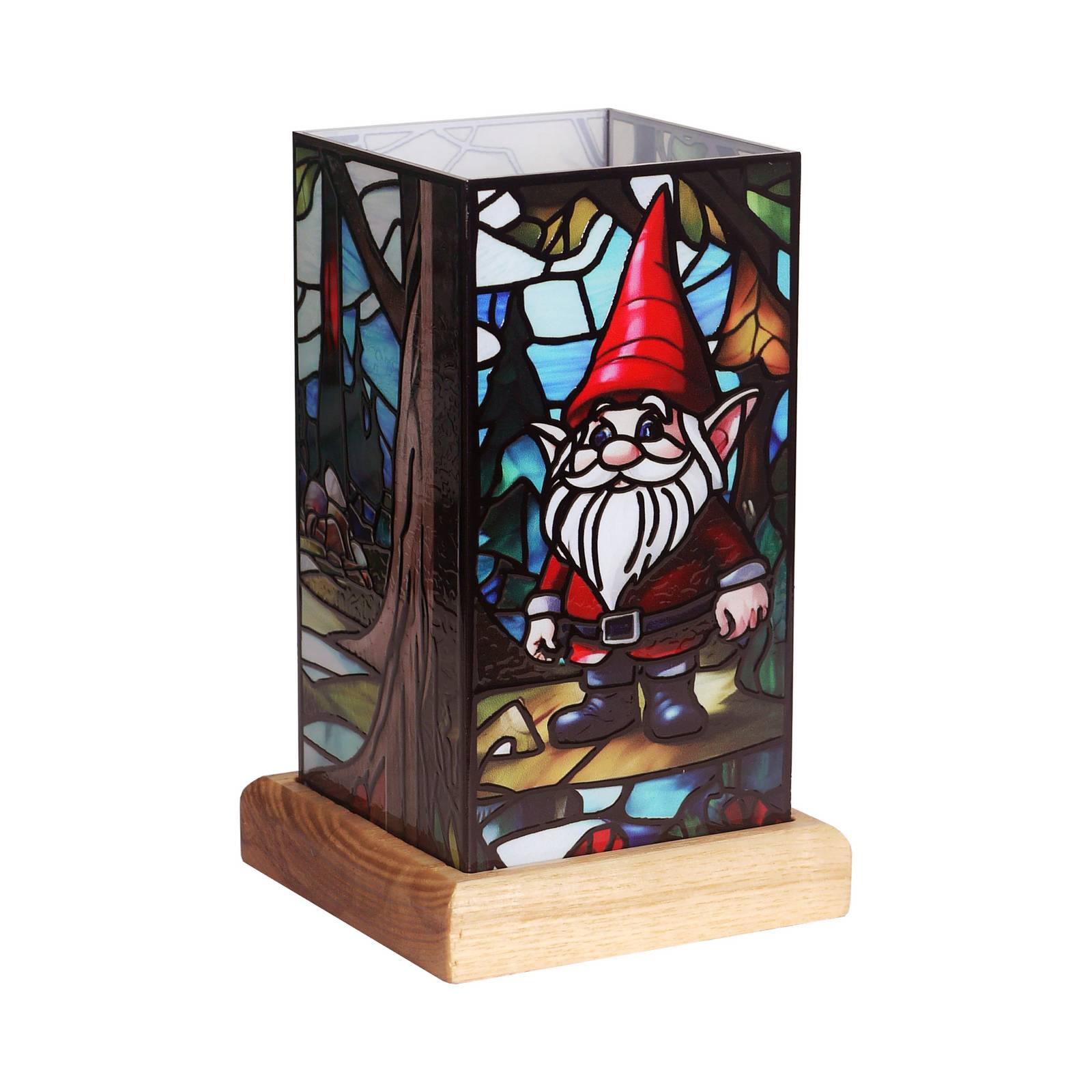 Wagner Life LED tafellamp Art Light Zwerg, houten voet, acryl, kleurrijk