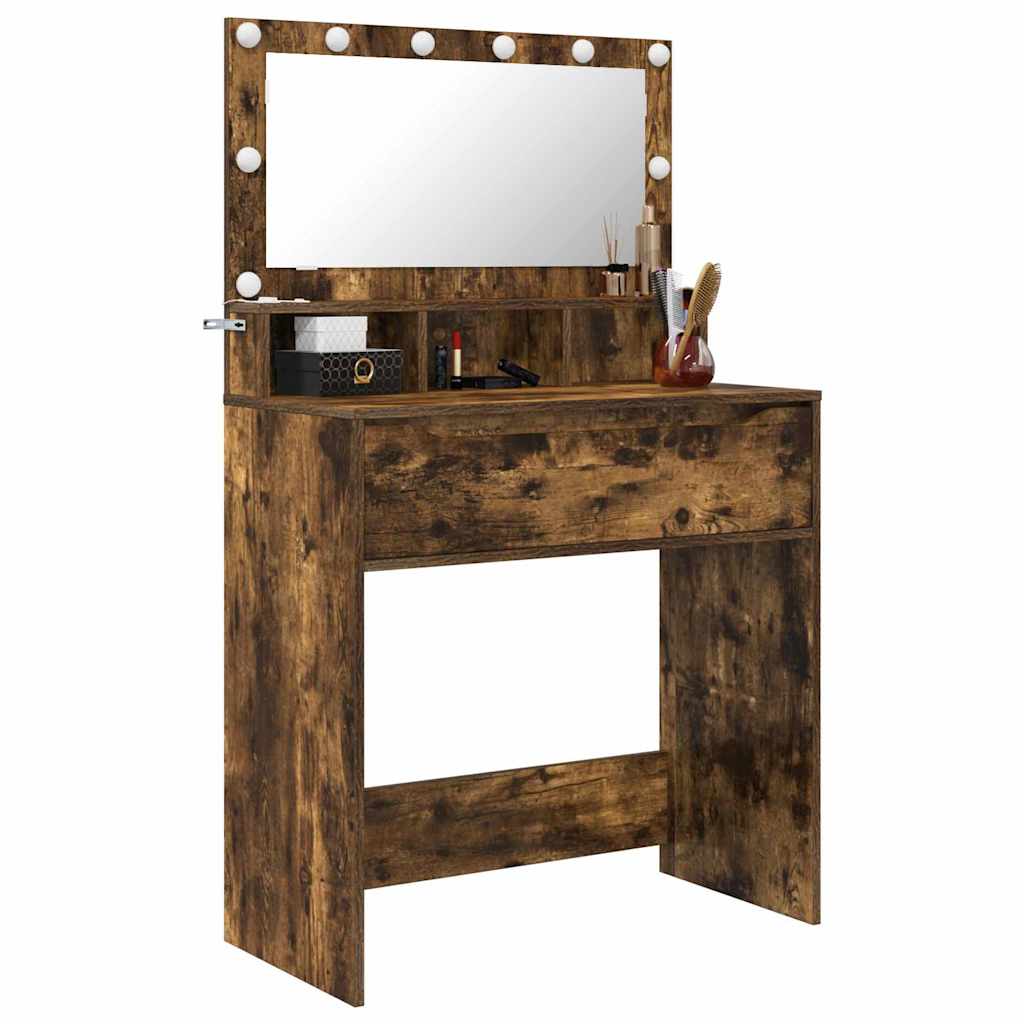 vidaXL Slaapkamer Kaptafels met lade Gerookt eiken 80 x 39,6 x 135 cm