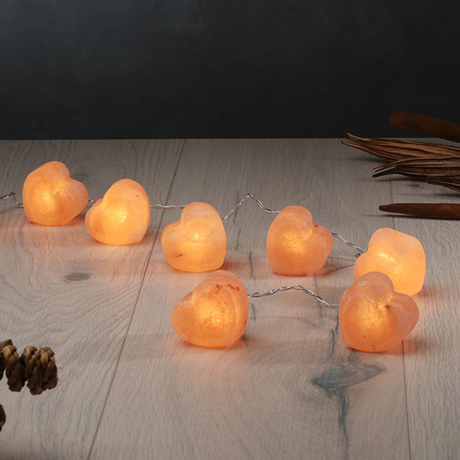 Wagner Life Lichtketting Lichtkristallen Hart, Zoutkristallen Amber