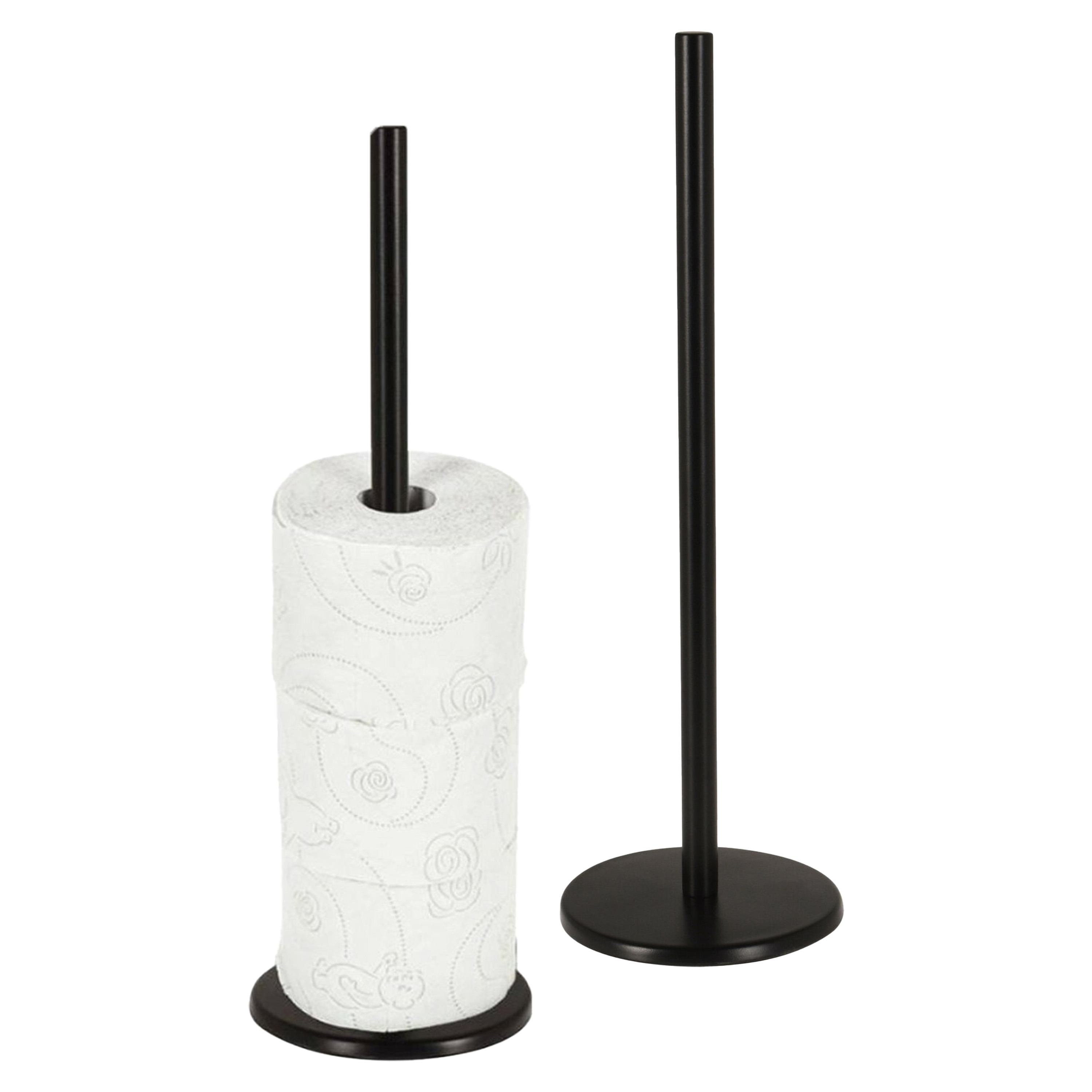 Bellatio Design BD Reserverolhouder - 2x - zwart - 5 rollen - metaal - 45 cm - wc rolhouder - toiletrolhouder -