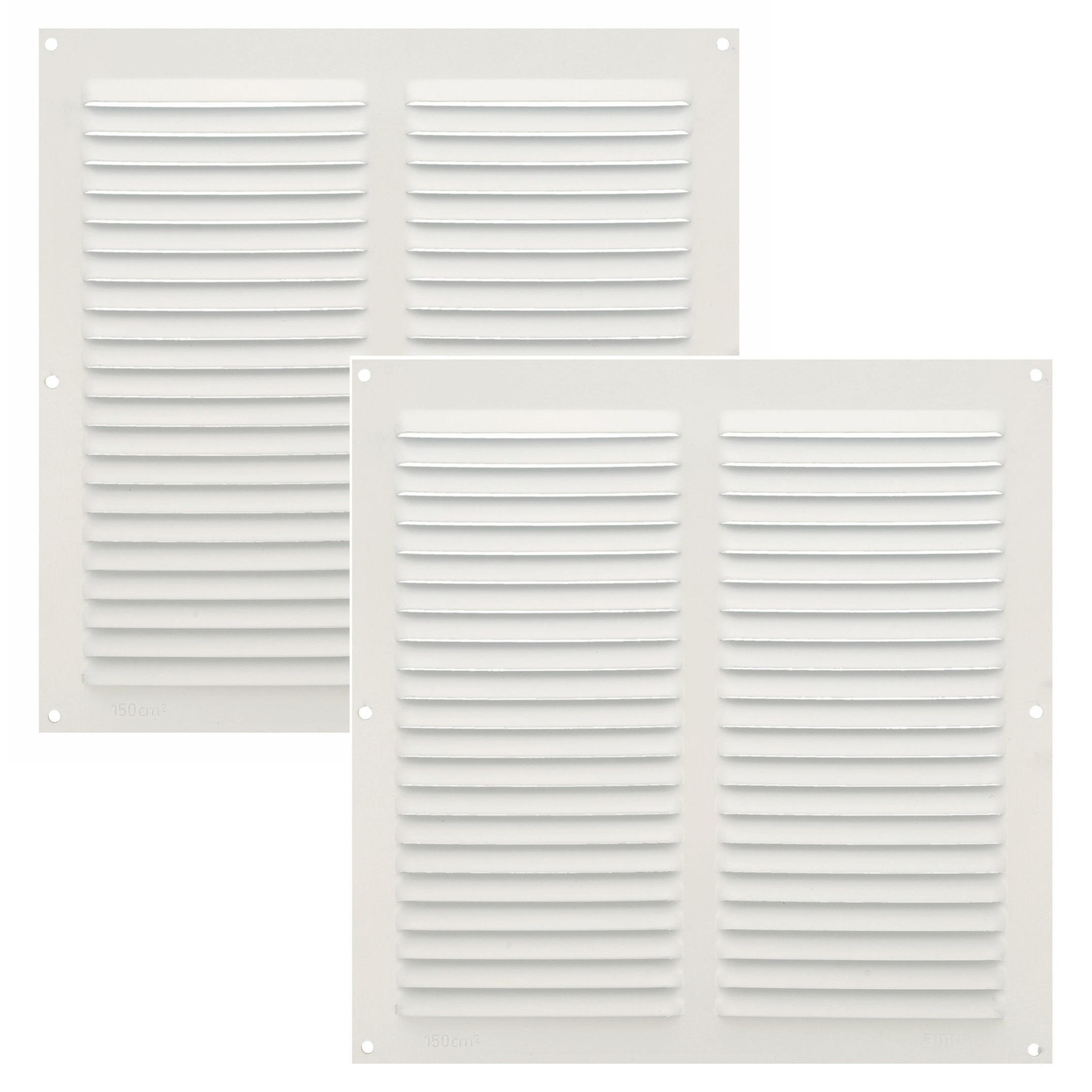 AMIG Ventilatierooster/muurrooster - 2x - 250 x 250 mm - aluminium - wit - schoepenrooster -