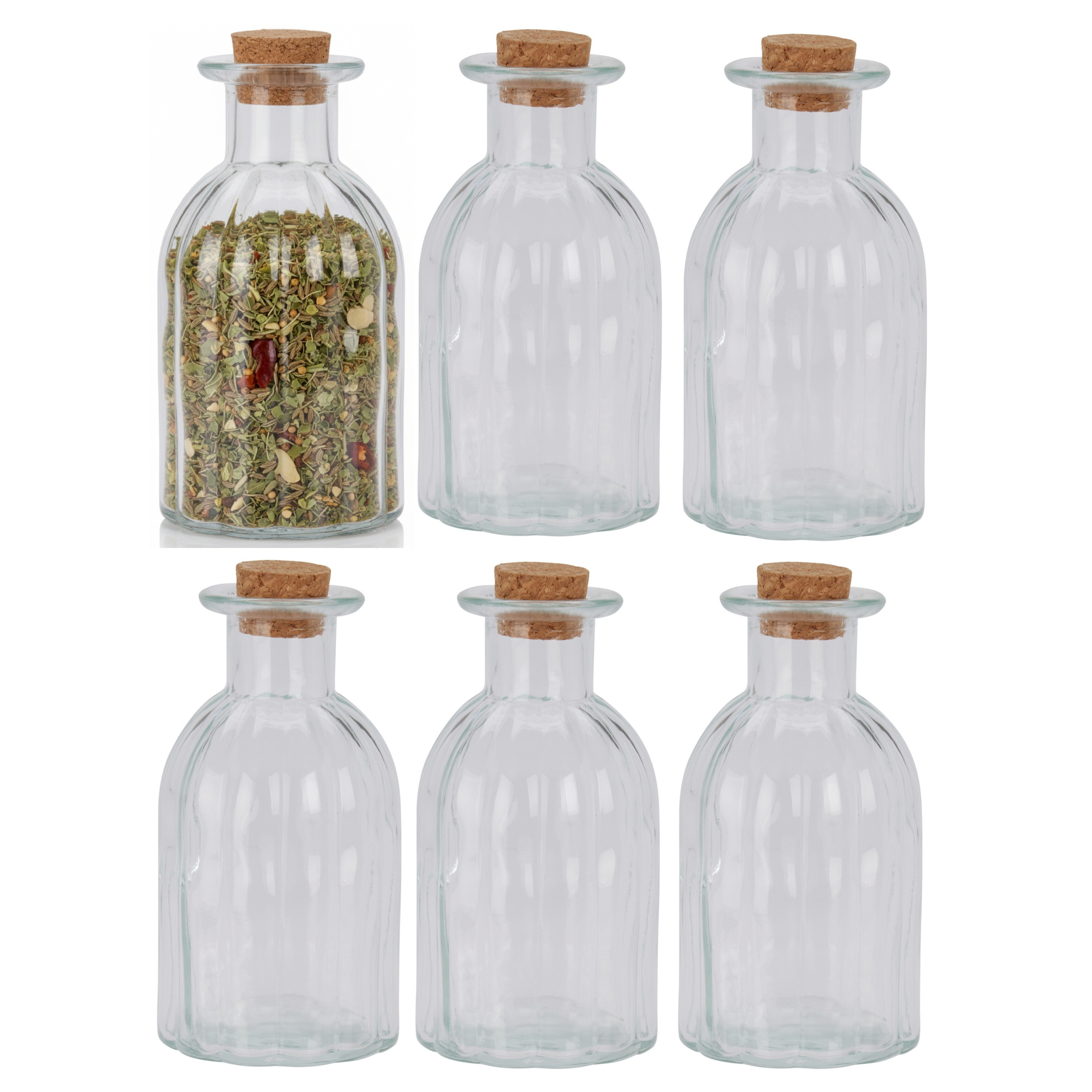 Excellent Houseware Kruidenpotjes / kleine voorraadpotjes - 6x stuks - glas - transparant - 280 ml - Weckpotten -
