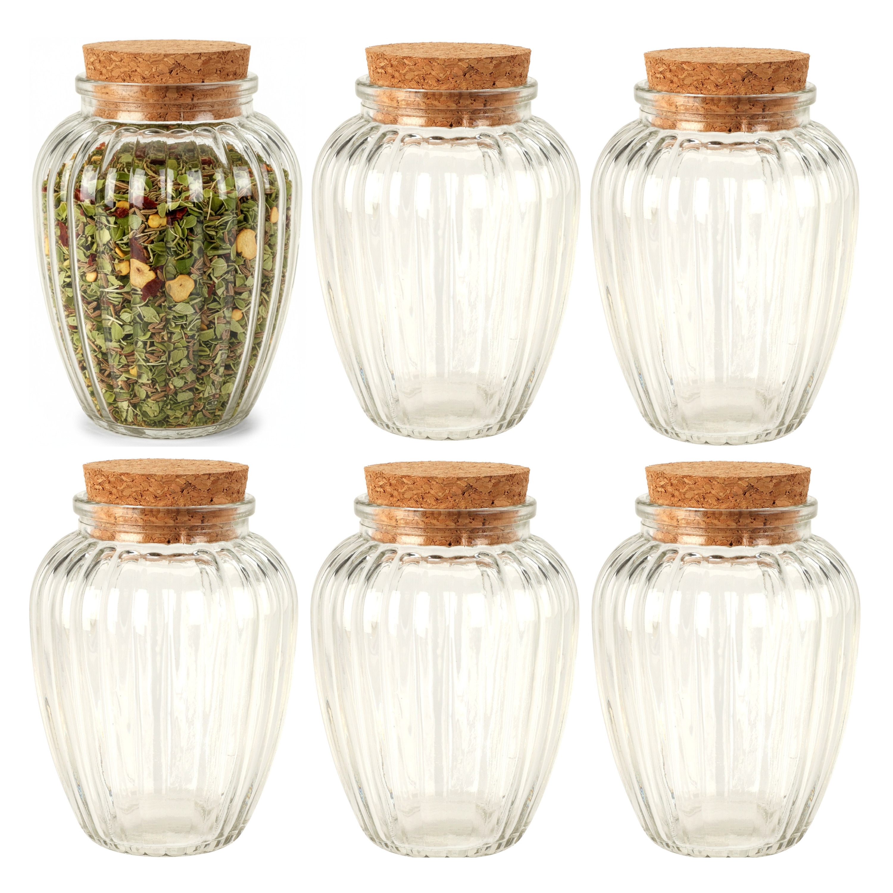 Excellent Houseware Kruidenpotjes / kleine voorraadpotjes - 12x stuks - glas - transparant - 280 ml -