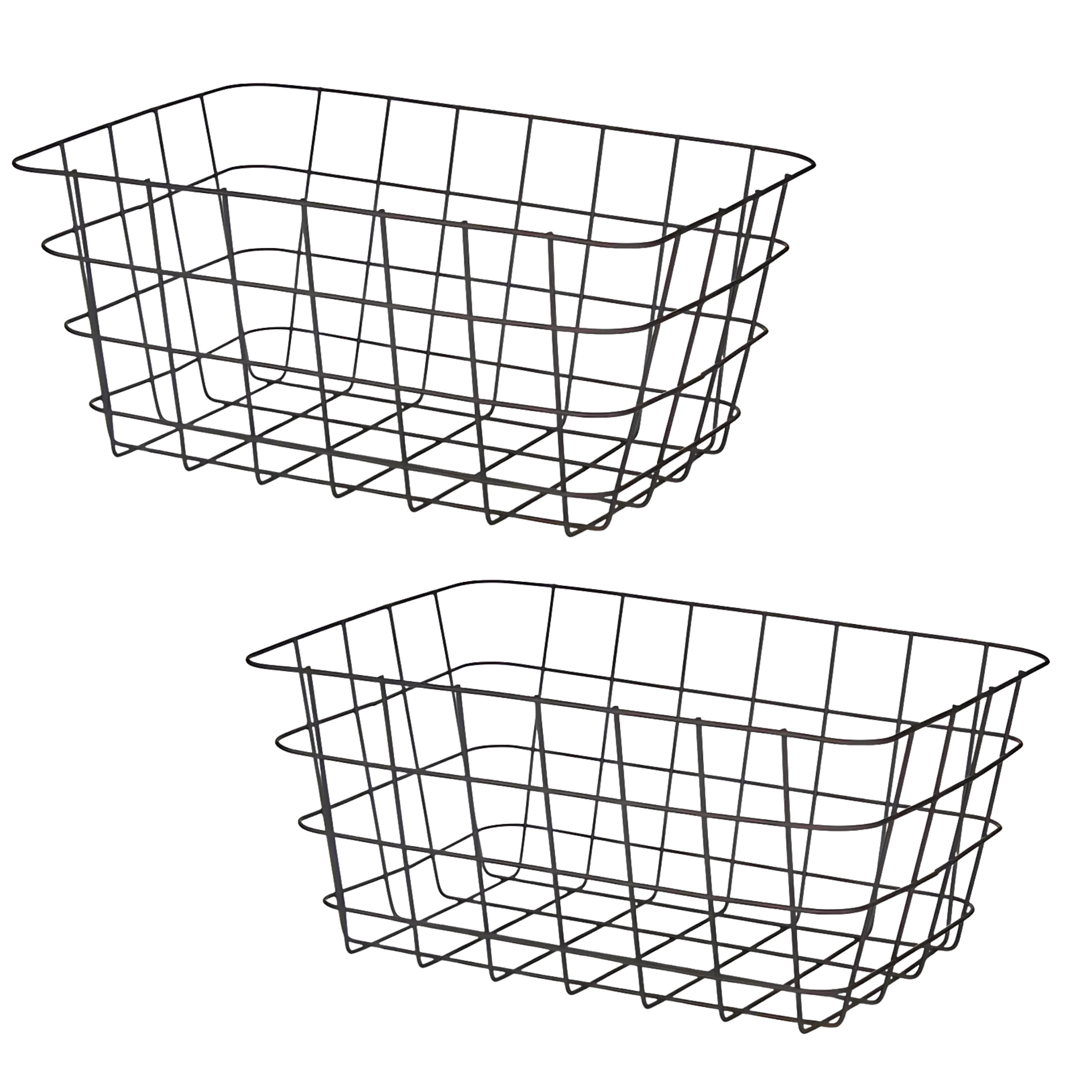 Arte r Industriele draadmand - 4x - zwart - metaal - 22 x 30 x 14 cm - opbergmand - woonaccessoires -