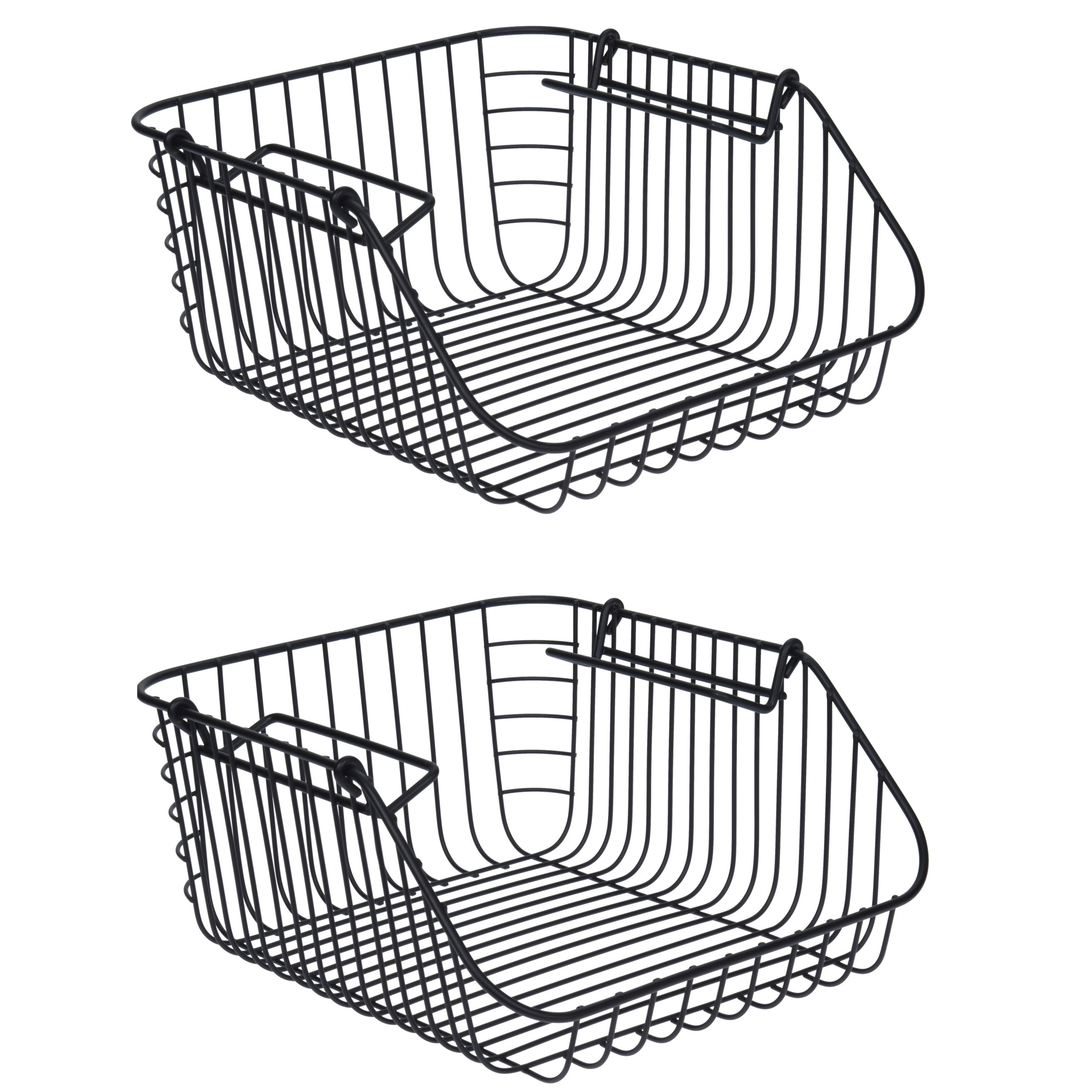 Merkloos 6x Zwarte opberg/opruim mandjes stapelbaar 30 x 27 x 14 cm -
