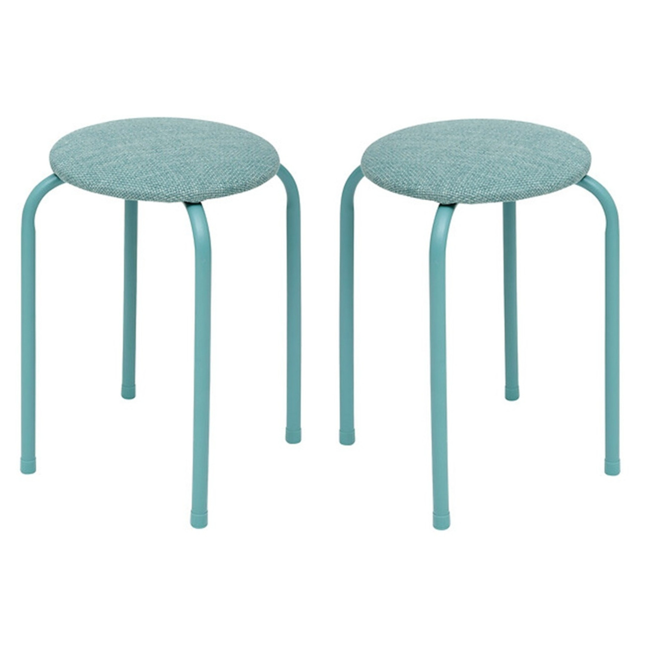 5five Stapelbaar zit krukje Fierra - 2x - metaal/polyester - blauw - D38 x H46 cm - stoelen -