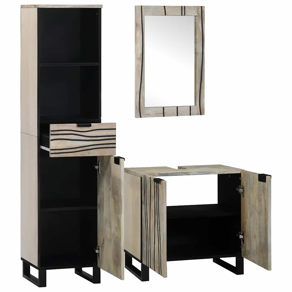 vidaXL Badkamermeubelset met lade met plank 3 pcs Wit Bewerkt hout