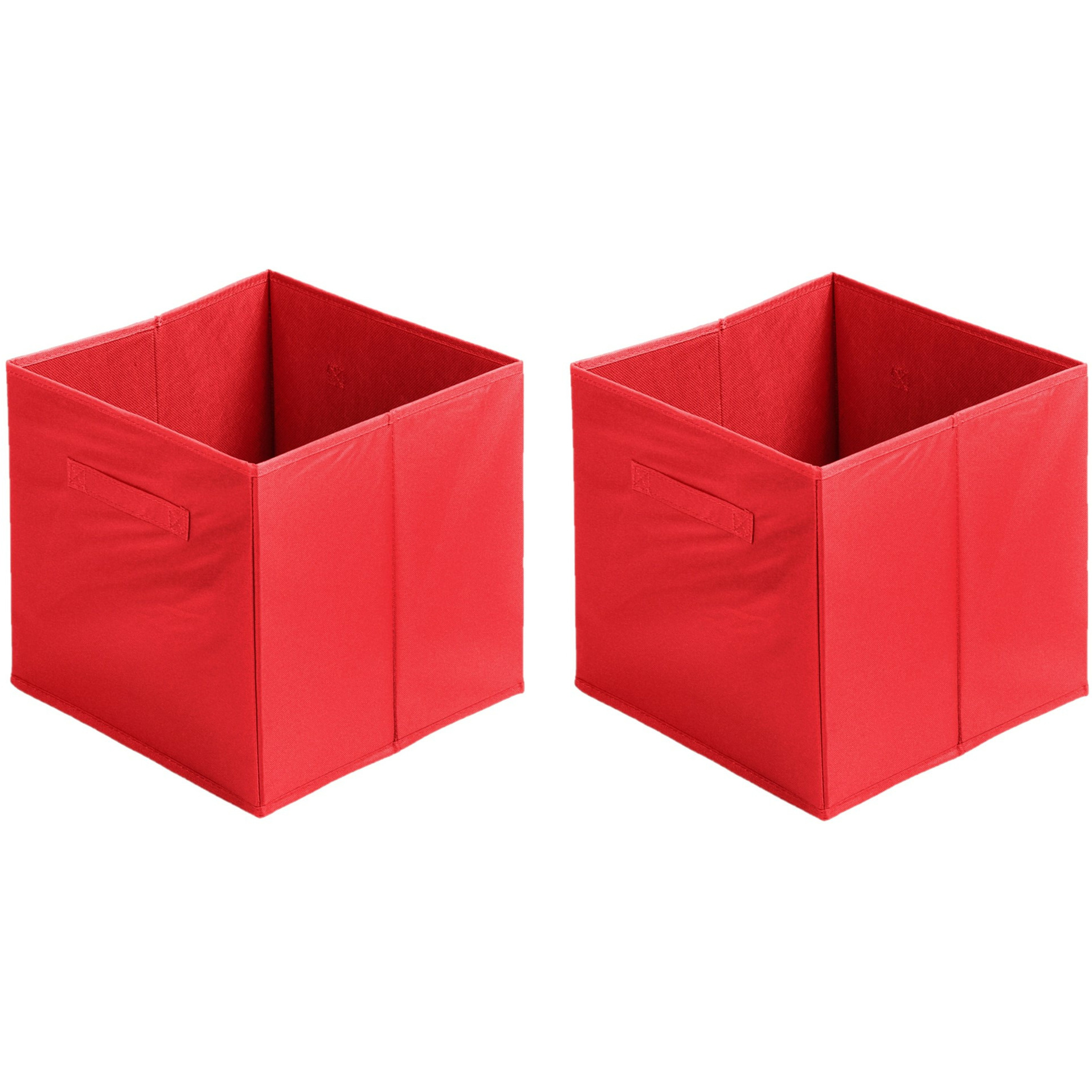 Urban Living Opbergmand/kastmand Square Box - 4x - karton/kunststof - 29 liter - rood - 31 x 31 cm -