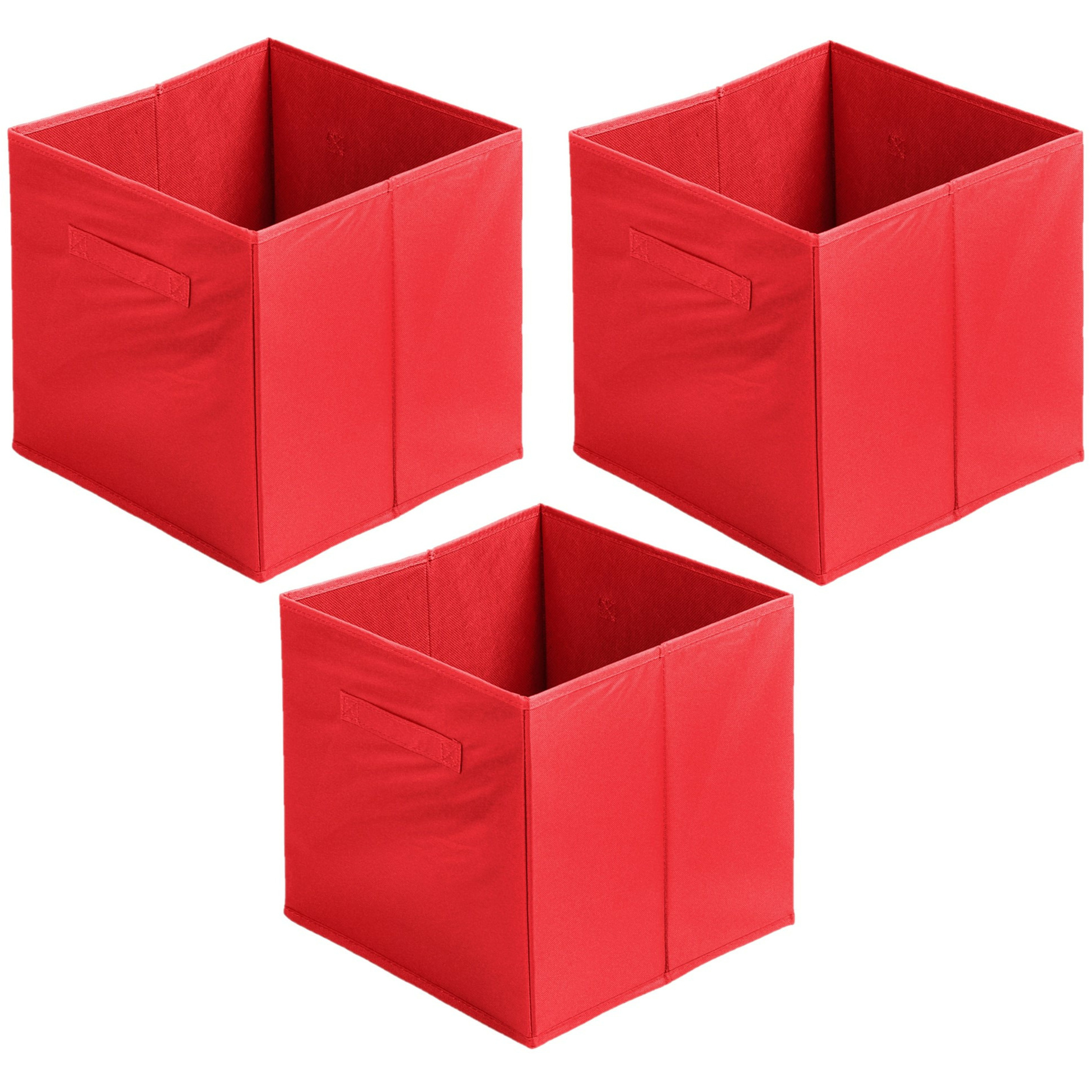 Urban Living Opbergmand/kastmand Square Box - 6x - karton/kunststof - 29 liter - rood - 31 x 31 cm -