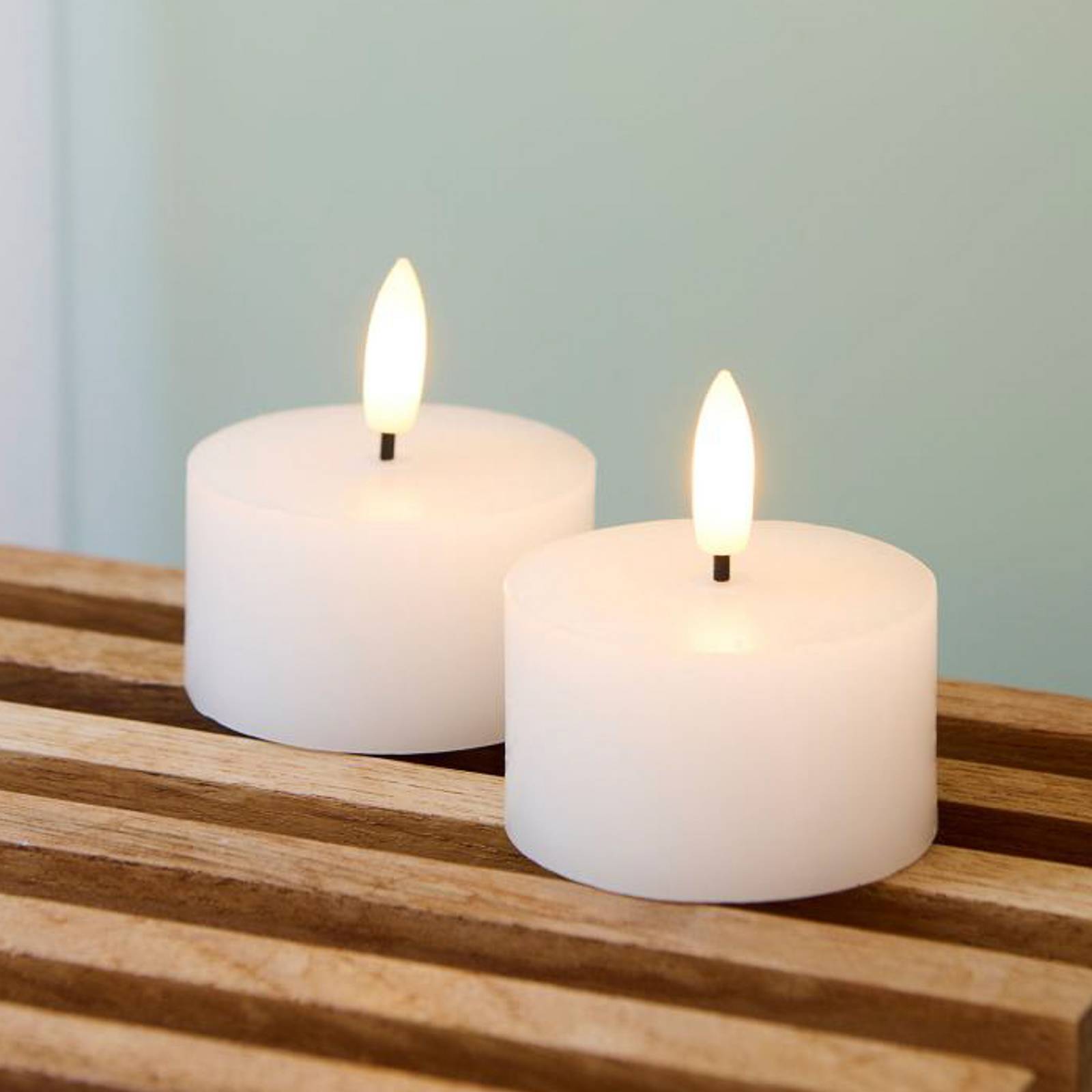 Sirius LED theelichtje Sille, wit, was, set van 2, werkt op batterijen
