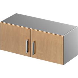 Schäfer Shop Genius Opzetkast TETRIS SOLID, stalen romp, 1 ordnerhoogte, B 1000 mm, beukenpatroon/blank aluminium