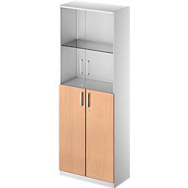 Schäfer Shop Genius Combikast TETRIS SOLID, 5 ordnerhoogten, glazen deuren en vleugeldeuren, b 800 mm, afsluitbaar