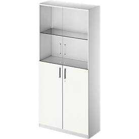 Schäfer Shop Genius Combikast TETRIS SOLID, 5 ordnerhoogten, glazen deuren en vleugeldeuren, b 1000 mm, afsluitbaar