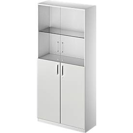 Schäfer Shop Genius Combikast TETRIS SOLID, 5 ordnerhoogten, glazen deuren en vleugeldeuren, b 1000 mm, afsluitbaar