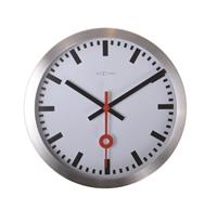 Nextime NE-3999ST Wandklok Dia. 35 Cm, Geborsteld Aluminium, 'Station'