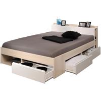 Parisot Bed DEBAR met opbergruimte - modulair 160 x 200 cm - Acacia en wit