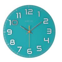 nextime Wandklok  dia. 30 x 3.5 cm, glas, turquoise, Classy Round