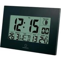Wandklok Zendergestuurd Digitaal Countdown timer, Instelbare tijdzone, Kalender, Binnentemperatuur Zwart renkforce E0311R