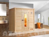 Massivholzsauna BERGEN , Auswahl der Tür:Massive isolierte Holztür|Größe:B 198 x T 148 cm - Weka