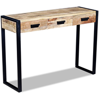 VidaXL Wandtafel met 3 lades 110x35x78 cm massief mangohout