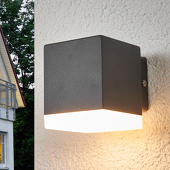 Lindby Außenwandlampe Hedda in Grau, mit LEDs